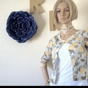 Floral knit cardigan sweater